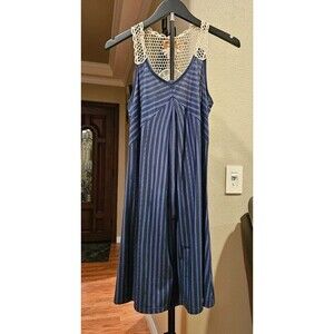 Vintage Mudd Brand Striped Babydoll Dress with a Crochet Yoke/back